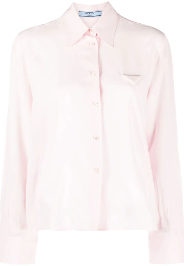 Prada långärmad sidenblus - Rosa
