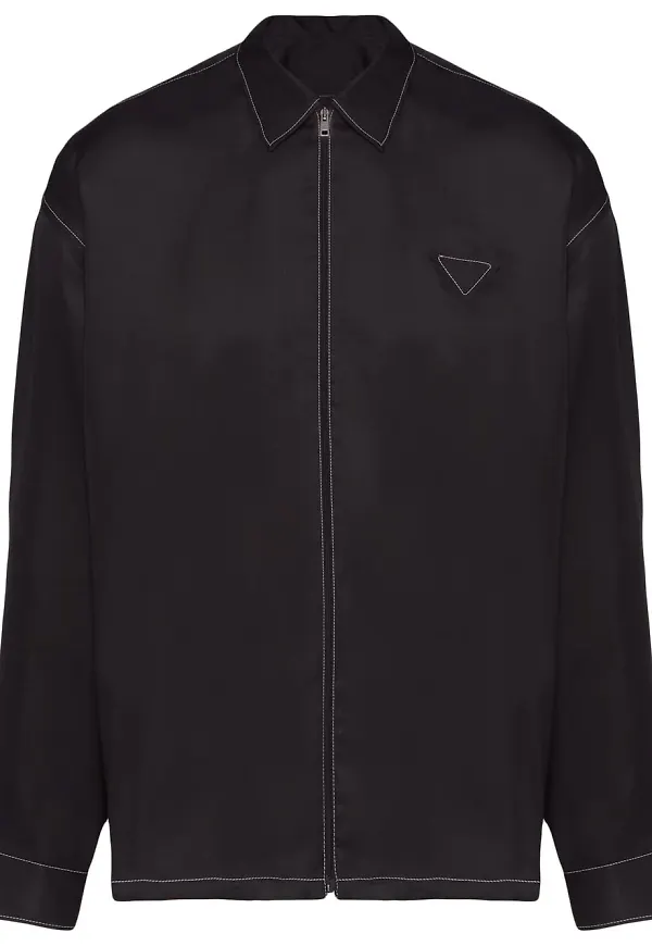Prada långärmad sidenskjorta - Svart