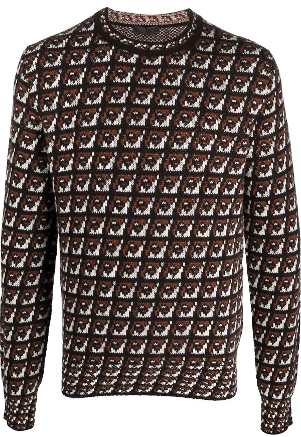 Prada Maglia tröja i jacquard - Brun