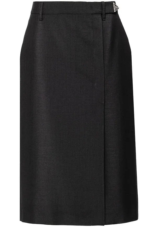 Prada midikjol med slits - Svart
