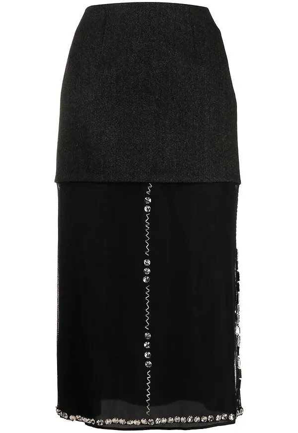 Prada midikjol med strass - Grå