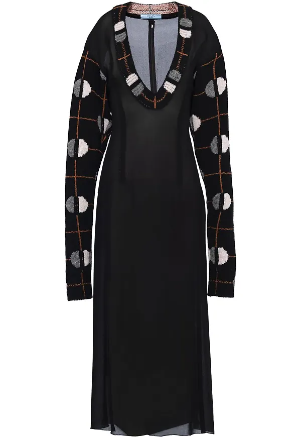 Prada midiklänning i jacquard - Svart
