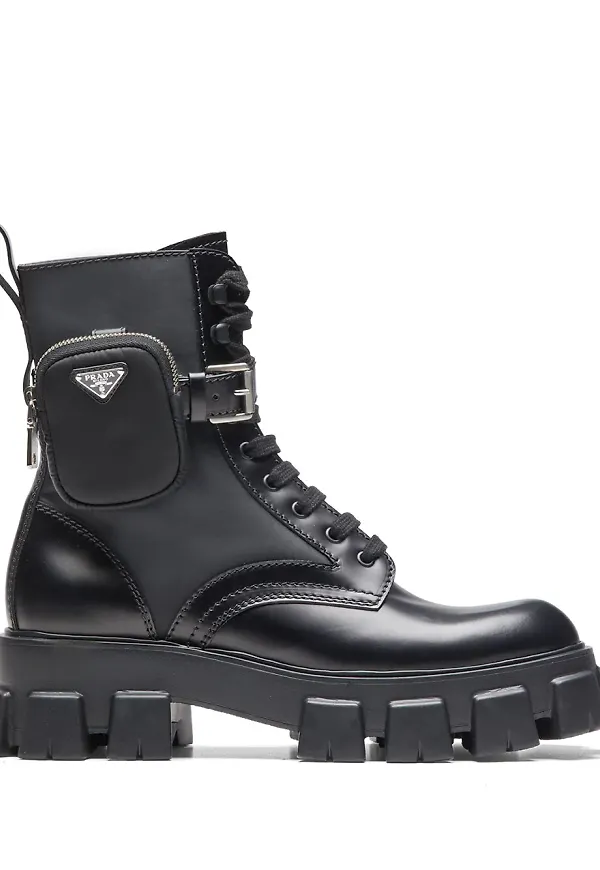 Prada militärkängor med ficka - Svart