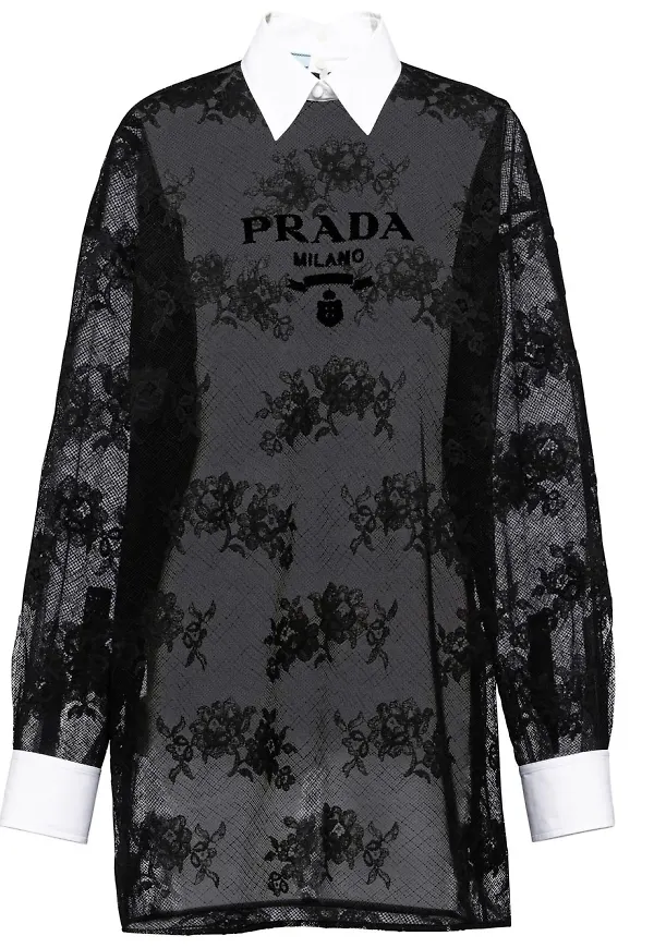 Prada miniklänning med spetskant - Svart
