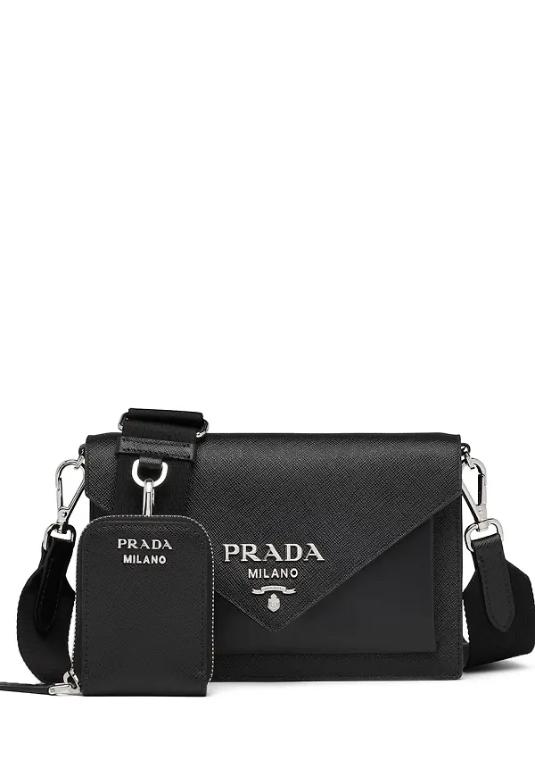 Prada miniväska i saffianoläder - Svart