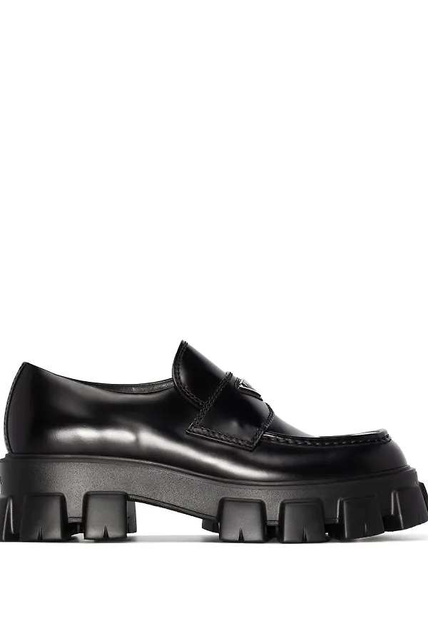 Prada Monolith läderloafers - Svart