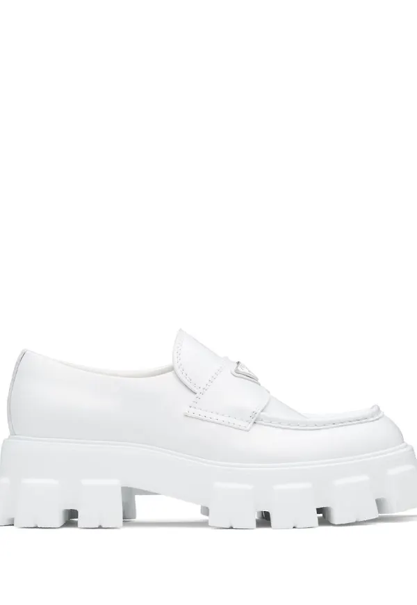 Prada Monolith läderloafers - Vit