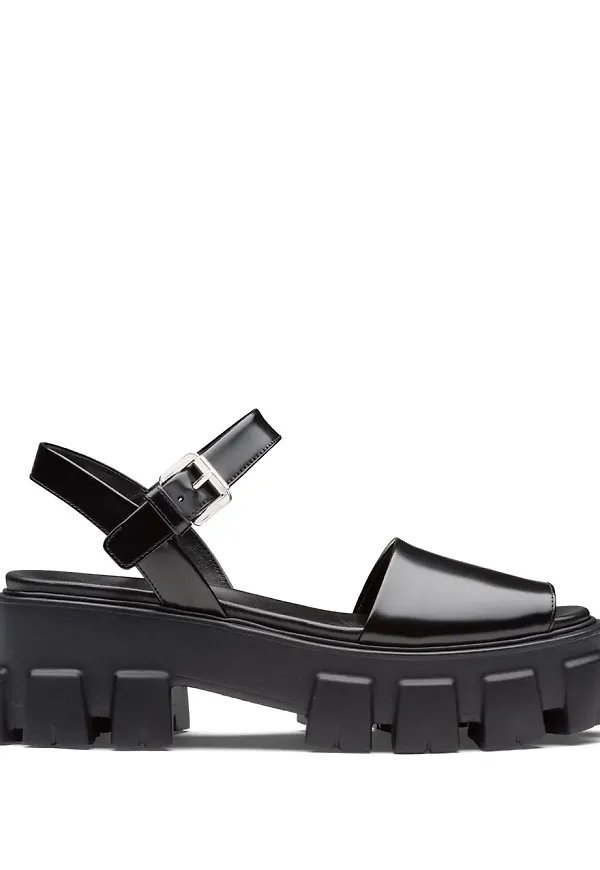 Prada Monolith platåsandaler - Svart