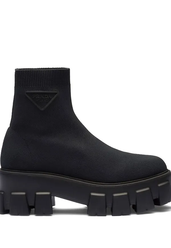 Prada Monolith strumpstövletter - Svart