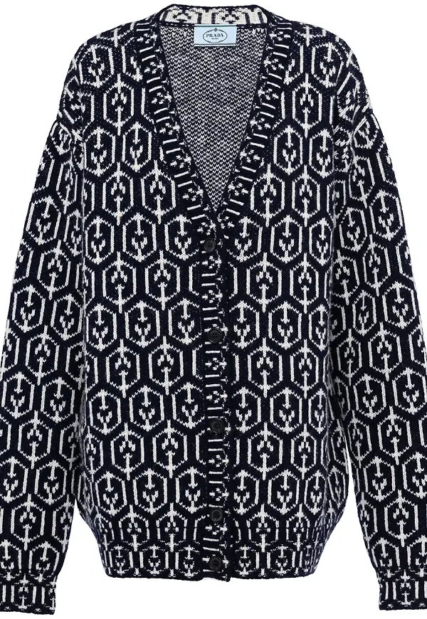Prada mönstrad kofta i jacquard - Blå