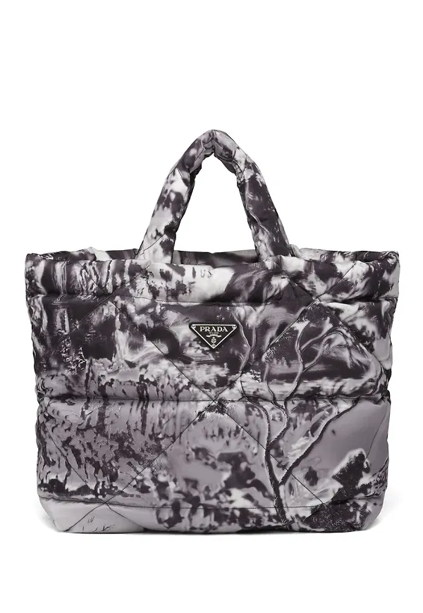 Prada mönstrad totebag i nylon - Grå
