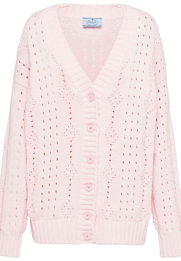 Prada open-knit oversized cotton cardigan - Rosa