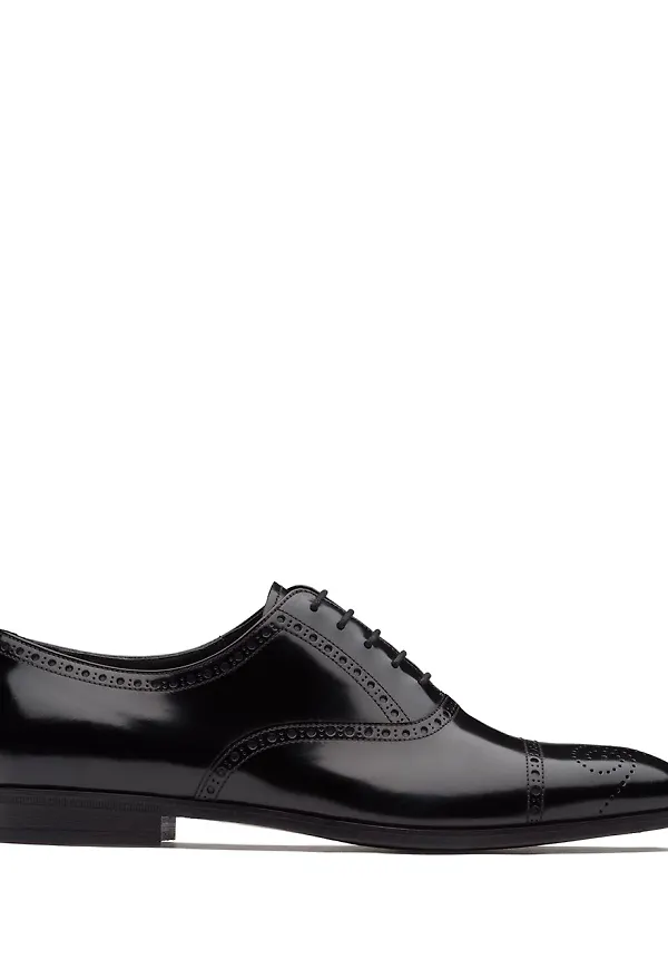 Prada Oxford-skor i borstat läder - Svart