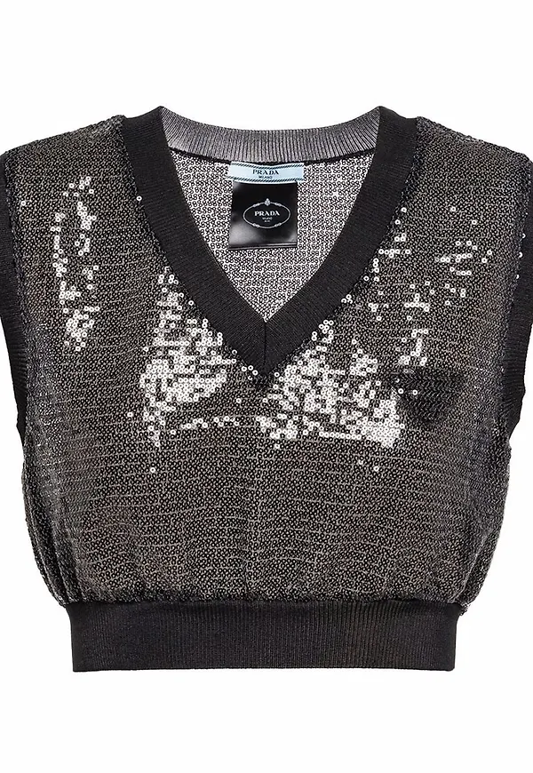 Prada paljettprydd croptop - Svart