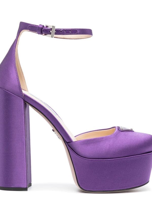 Prada platåpumps i satin 130 mm - Lila