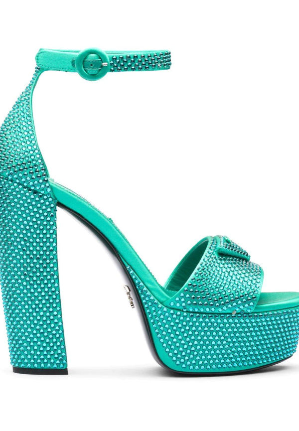 Prada platåsandaler med strass 135 mm - Grön