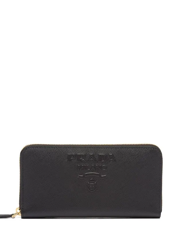 Prada plånbok med präglad logotyp - Svart