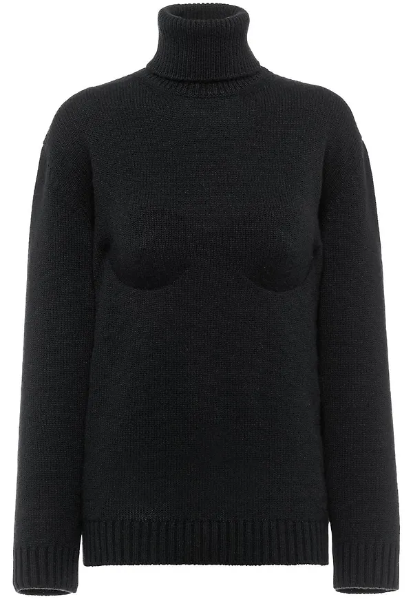 Prada polotröja med bustierdetalj - Svart