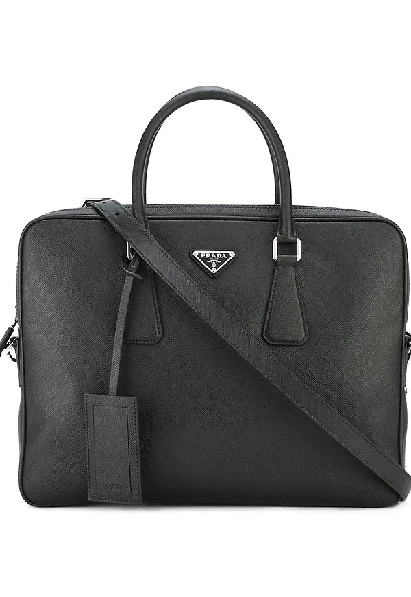 Prada portfölj med triangelformad logotyp - Svart