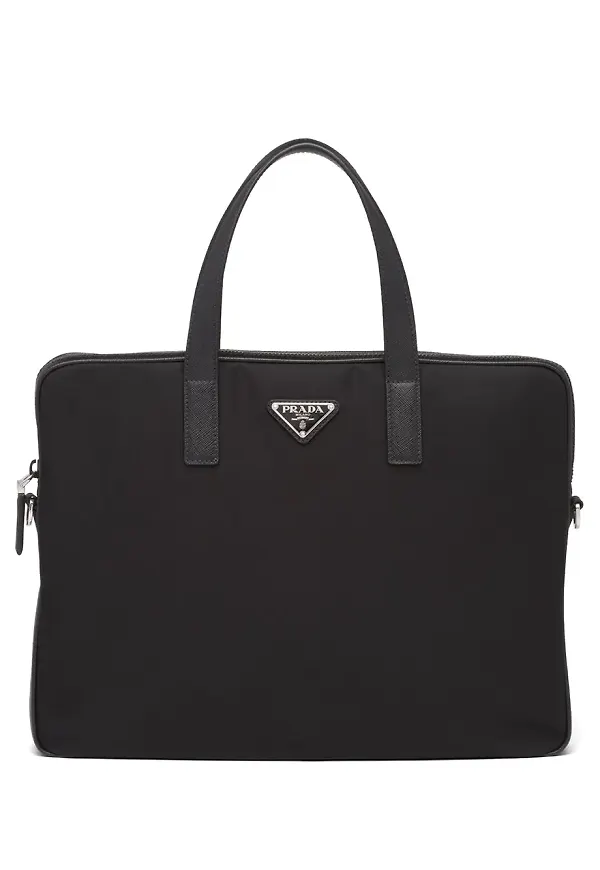 Prada portfölj med triangelformad logotyp - Svart