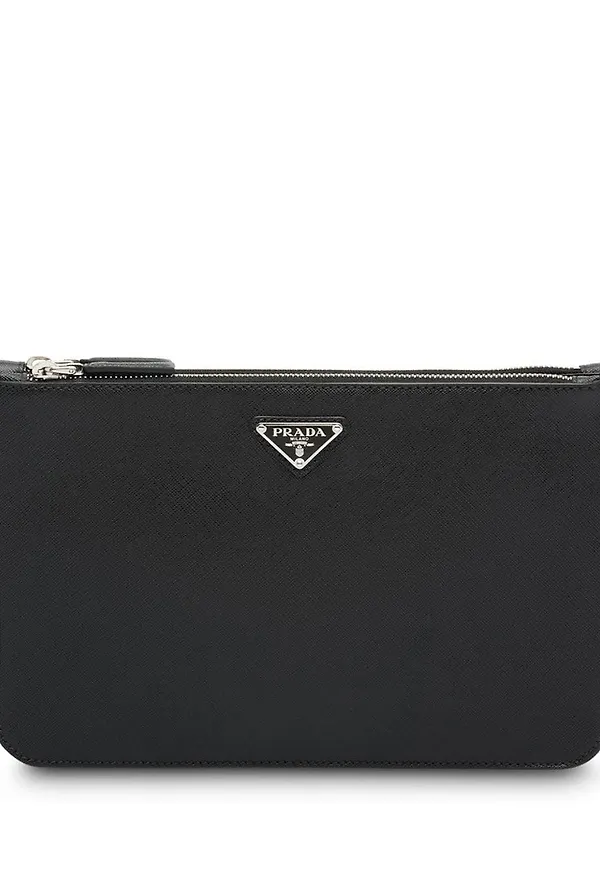 Prada pouch i saffianoläder - Svart