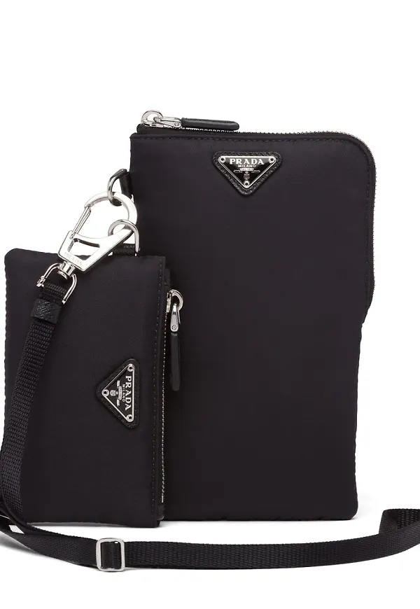 Prada pouch med nyckelband - Svart