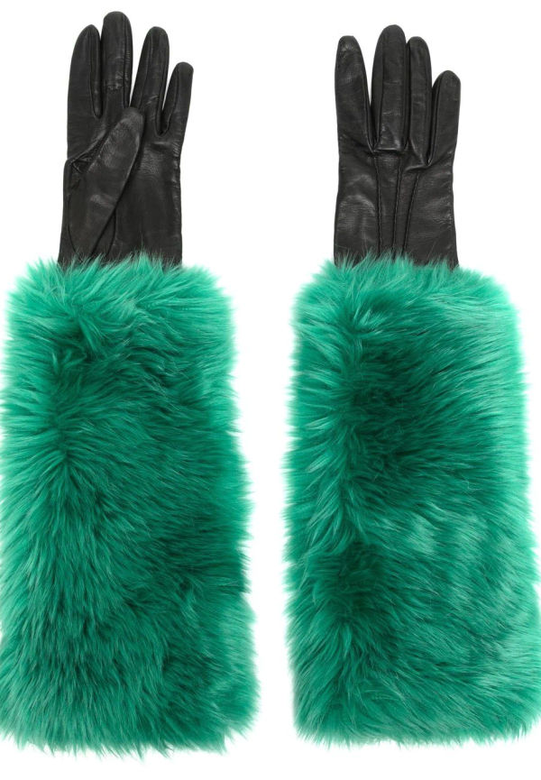 Prada Pre-Owned långa handskar i konstpäls - Svart