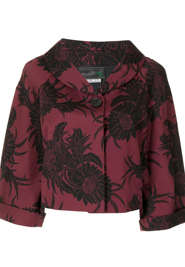 Prada Pre-Owned Pre-owned blommig kort jacka - Röd