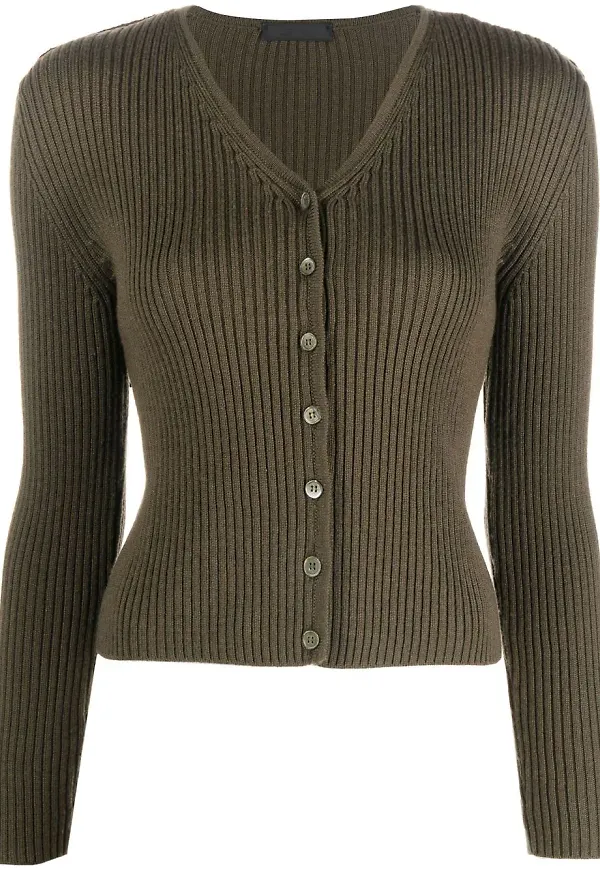 Prada Pre-Owned ribbad kofta från 1990-talet - Grön