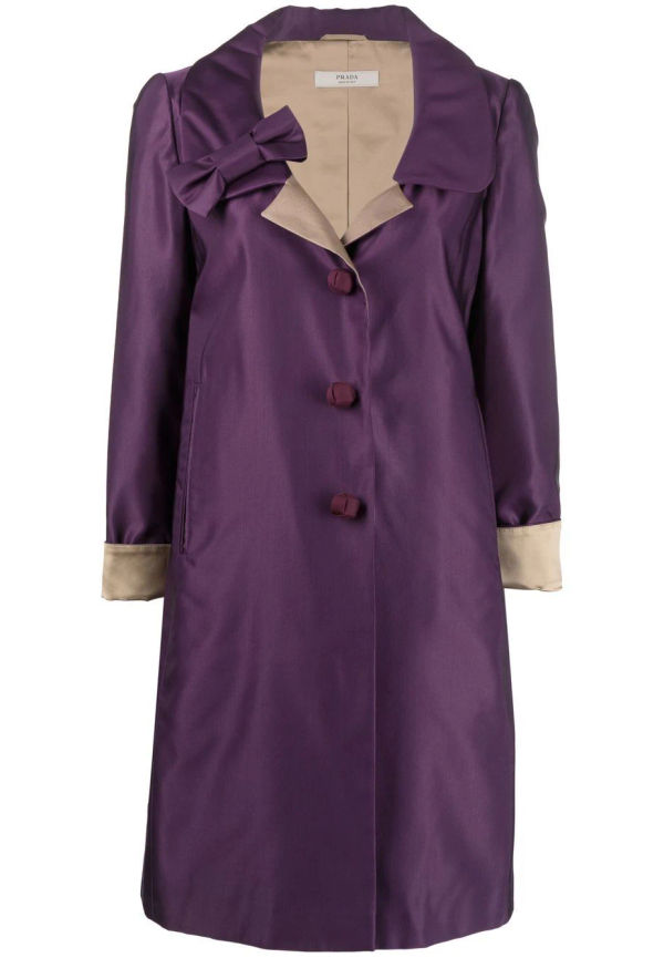 Prada Pre-Owned tvåfärgad enkelknäppt kappa - Lila