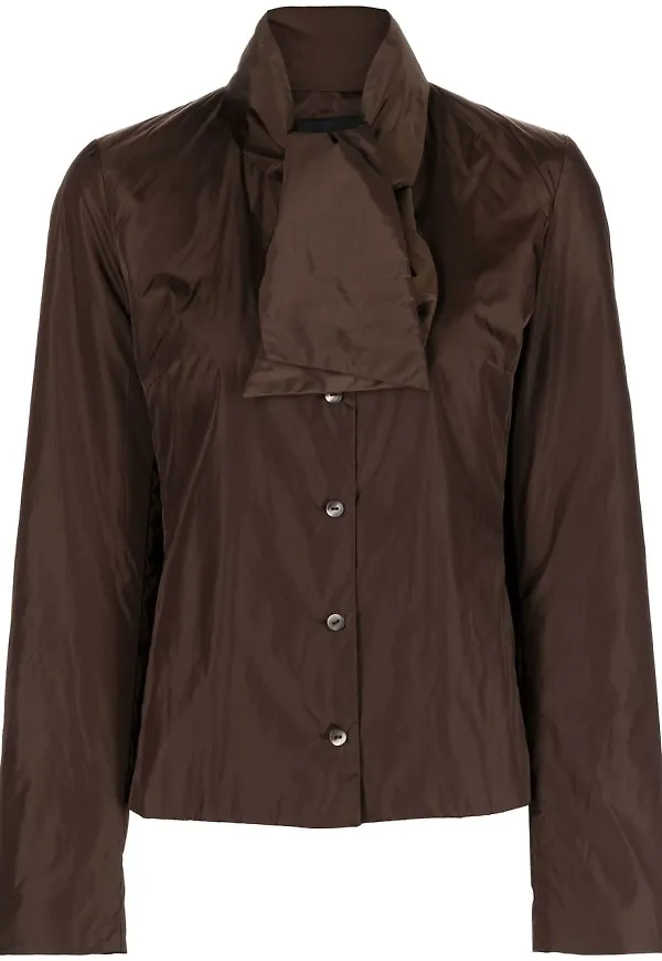 Prada Pre-Owned vadderad jacka med knytkrage - Brun