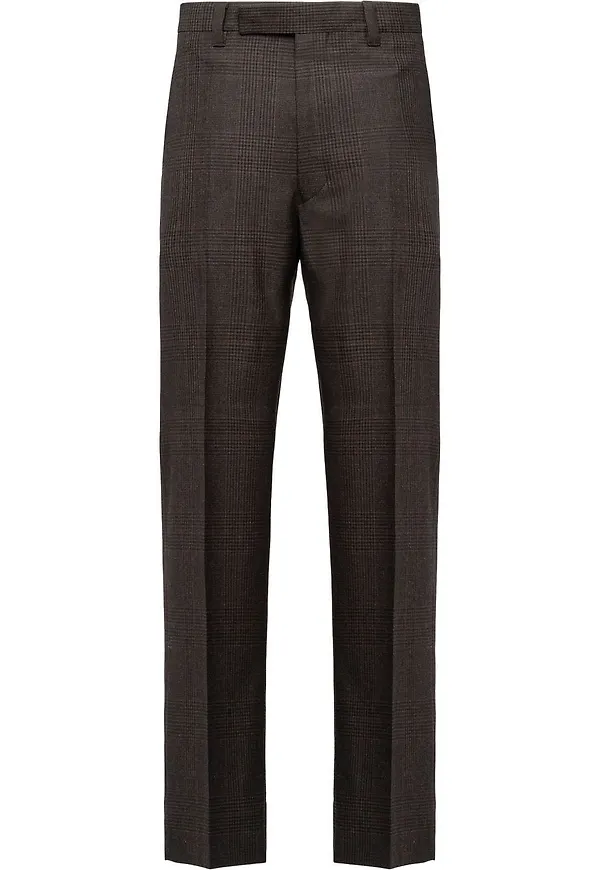Prada Prince of Wales-rutiga finbyxor - Brun