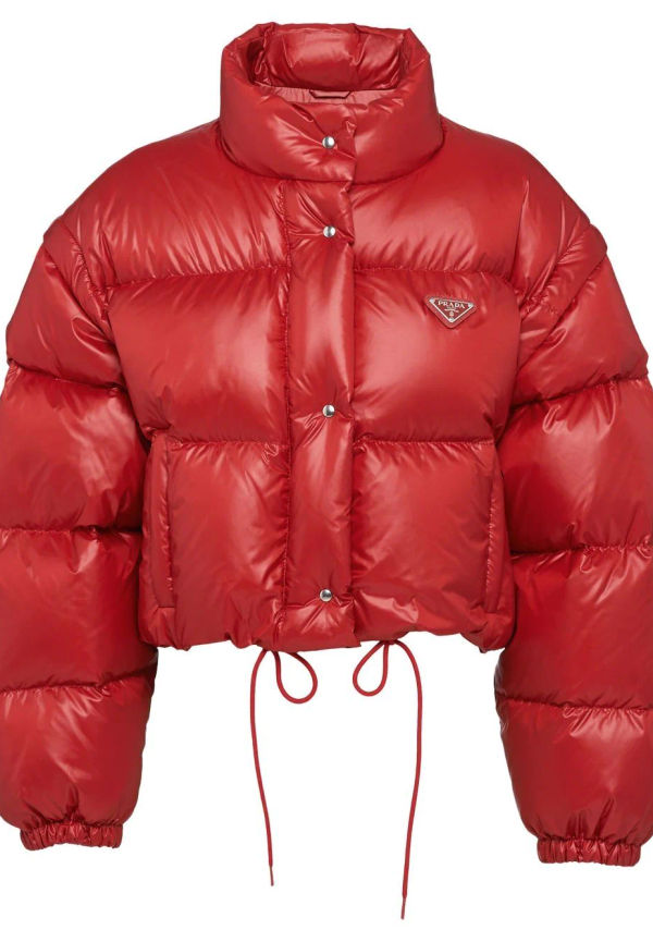 Prada puffjacka med avtagbar ärm - Röd