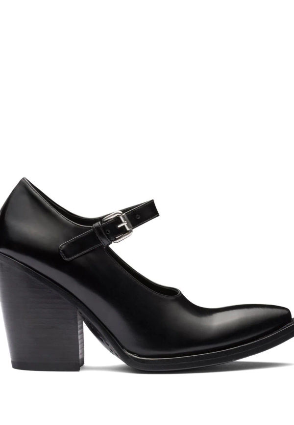 Prada pumps i borstat läder 95 mm - Svart