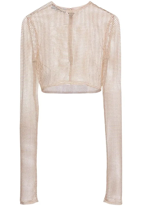 Prada pärlprydd topp - Neutral