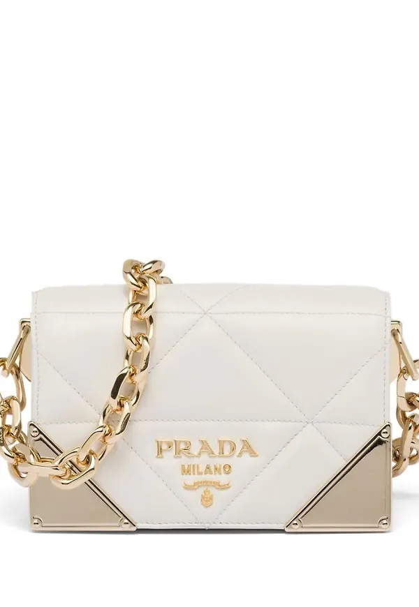 Prada quiltad axelväska i läder - Vit