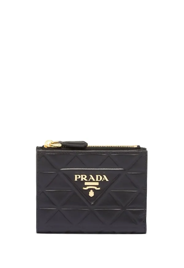 Prada quiltad plånbok med logotypplakett - Svart