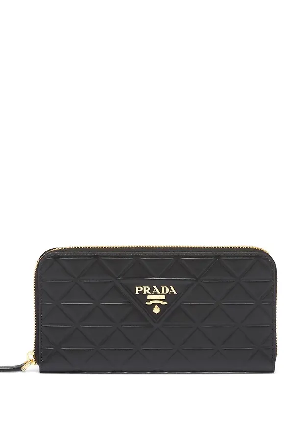 Prada quiltad portmonnä med logotypplakett - Svart