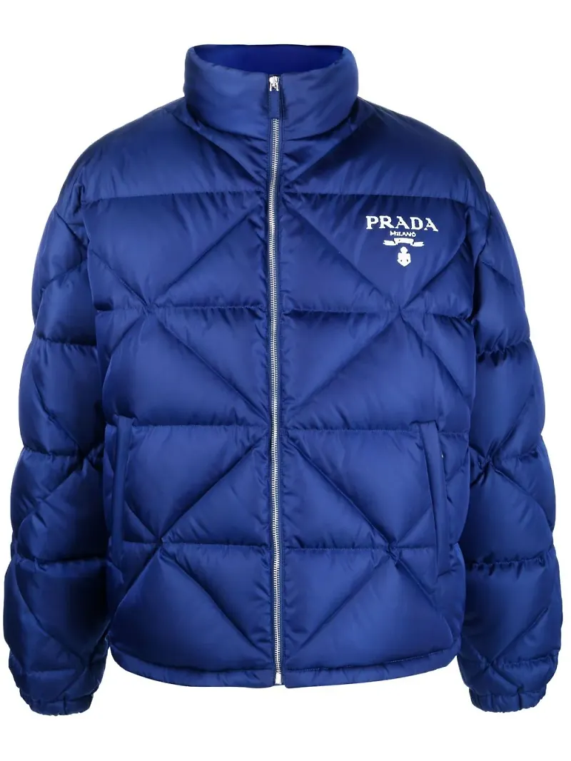 Prada quiltad puffjacka i nylon - Blå