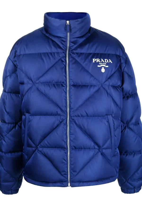 Prada quiltad puffjacka i nylon - Blå