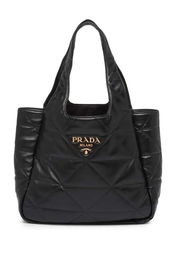Prada quiltad totebag i skinn - Svart