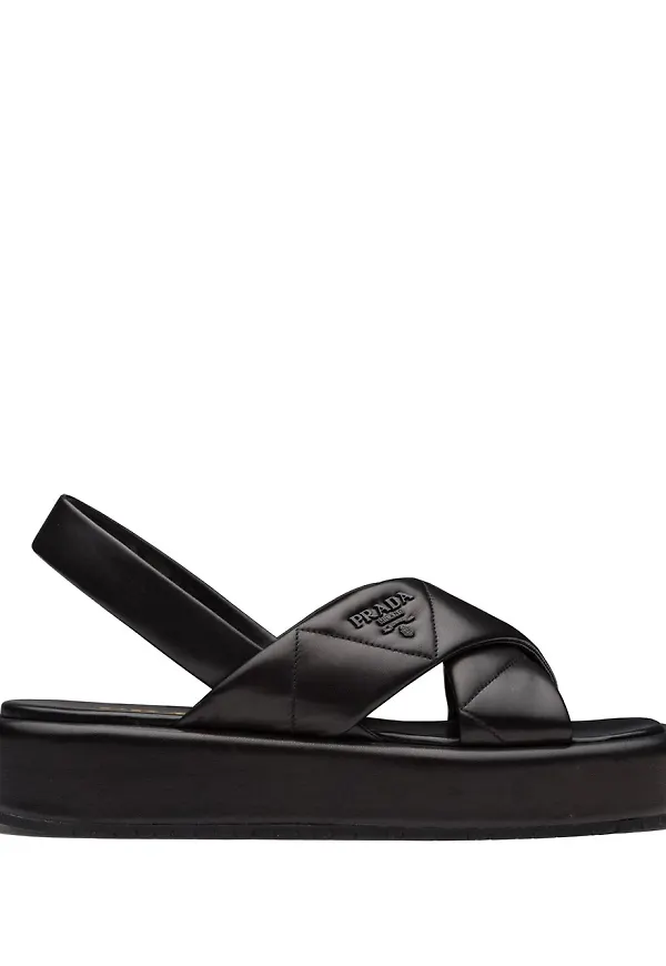 Prada quiltade platåsandaler - Svart