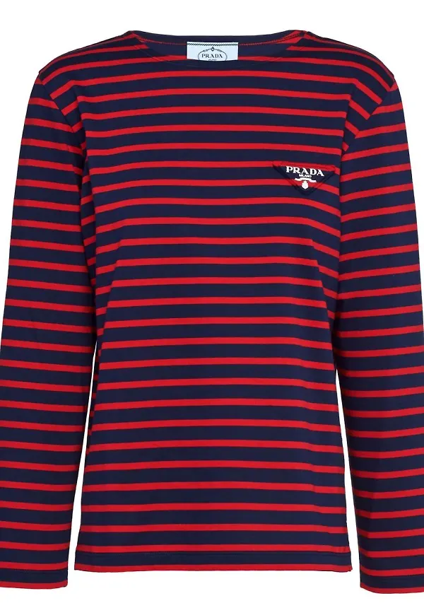 Prada randig långärmad t-shirt - Röd