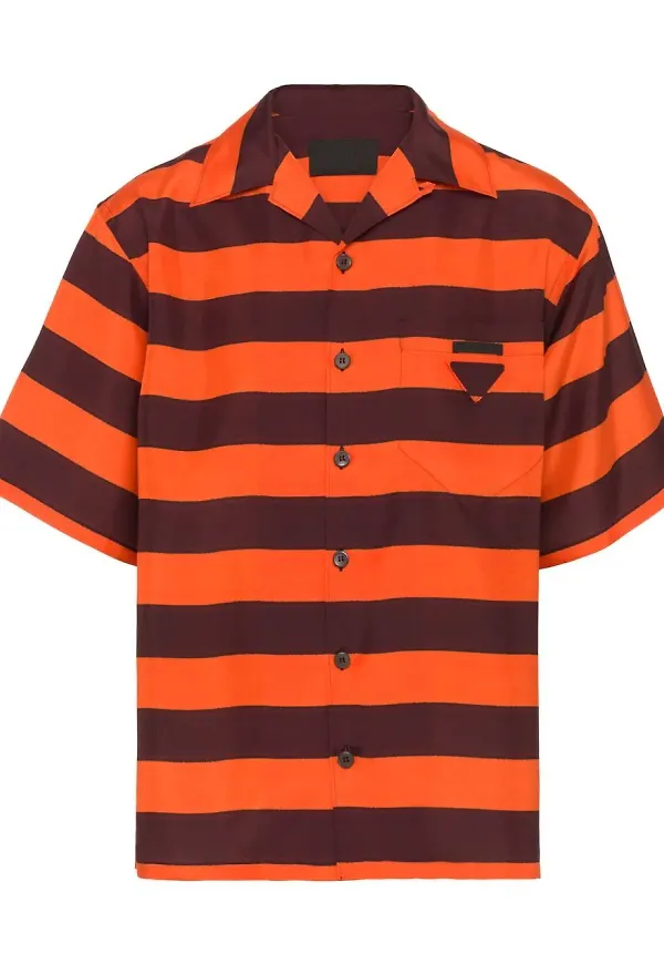 Prada randig sidenskjorta - Orange