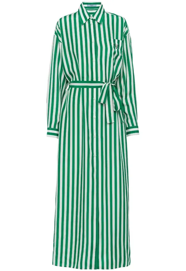 Prada randig skjortklänning - Grön