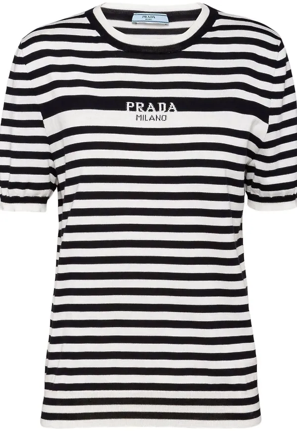 Prada randig t-shirt - Svart