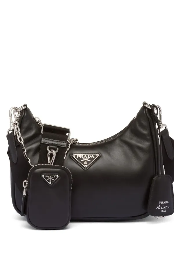 Prada Re-Edition vadderad axelväska - Svart