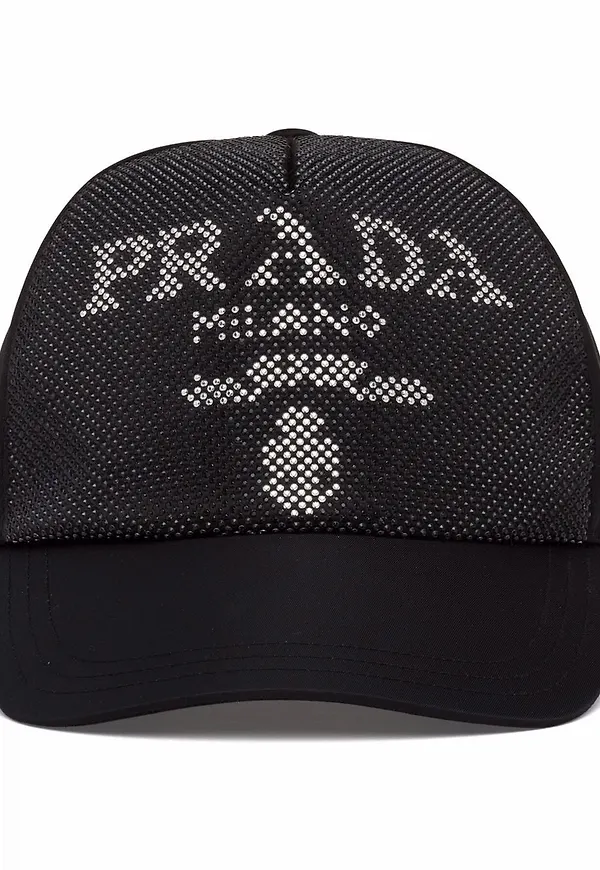 Prada Re-Nylon basebollkeps med nitar - Svart