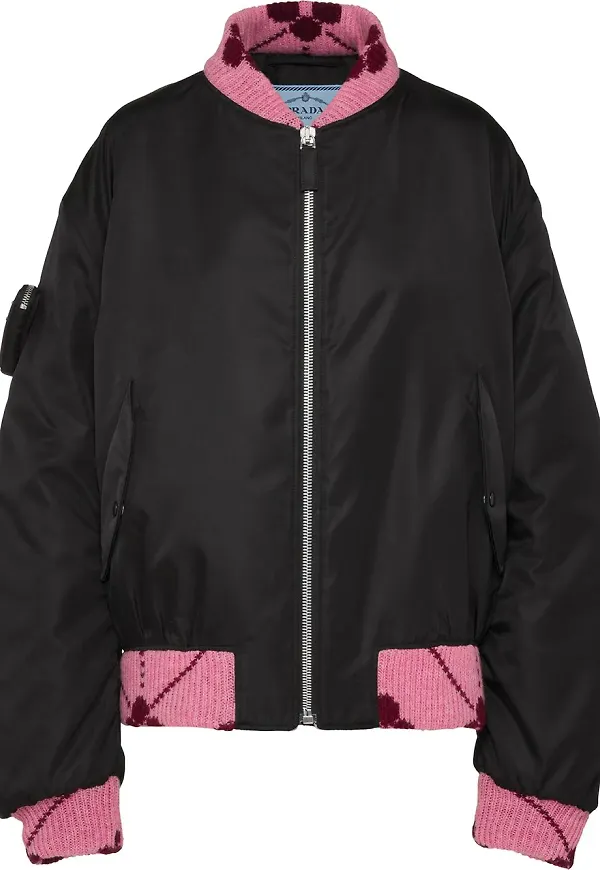 Prada Re-Nylon bomberjacka i jacquard - Svart