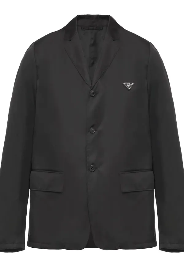 Prada Re-Nylon enkelknäppt jacka - Svart